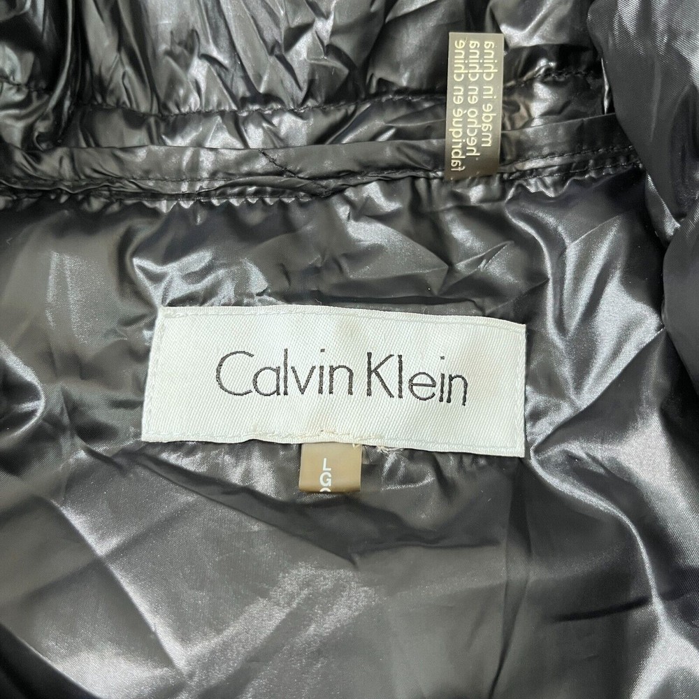 Calvin Klein Down Jacket Women Large Stretch Feather Panels Hooded Winter Parka - Picture 3 of 15